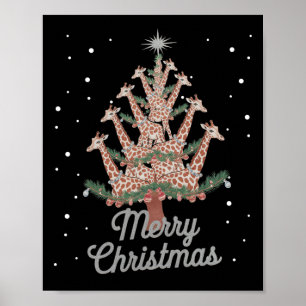 Póster Giraffes Árbol de Navidad Árbol de Navidad Merry C