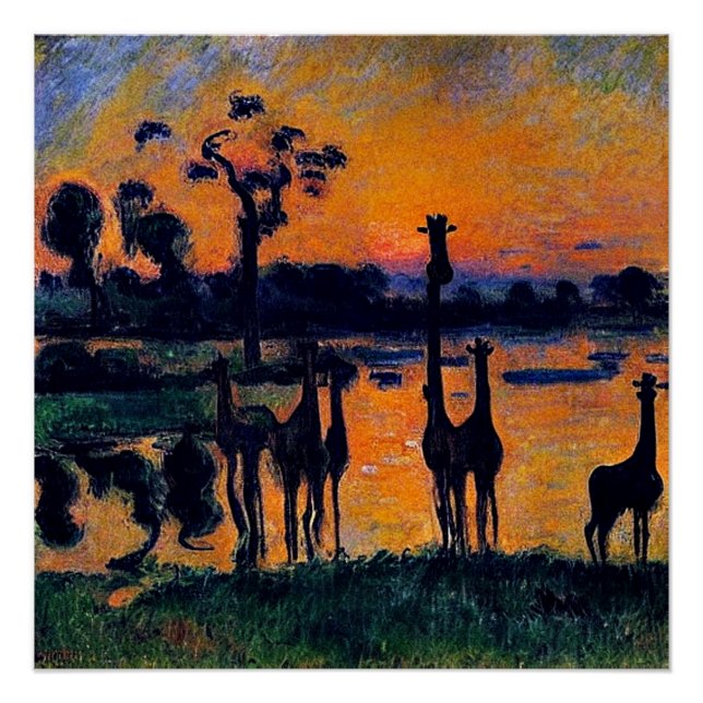 Póster Giraffes de Silhouett (Anverso)