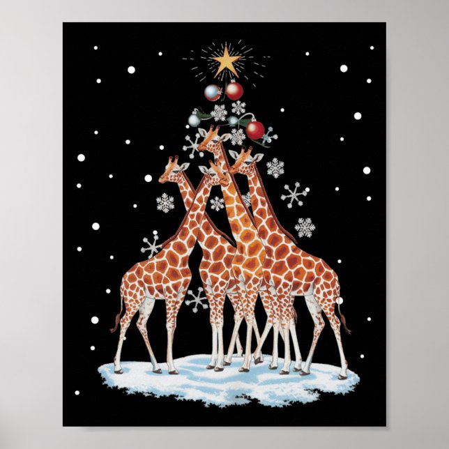 Póster Giraffes Xmas Tree Giraffe Christmas Tree Merry Ch (Frente)