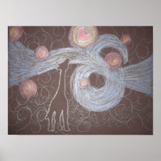 Póster Giraffey Night