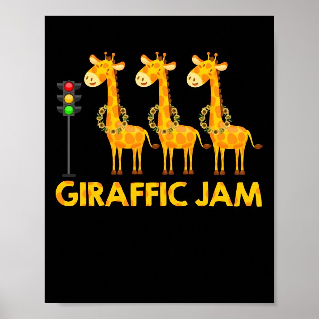 Póster Giraffic Jam Cute Giraffe Traffic Light (Frente)
