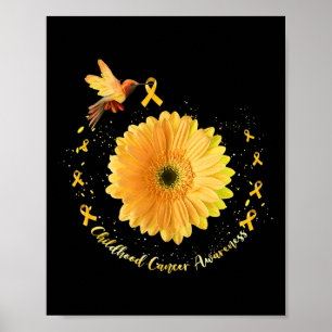 Póster Girasol Amarillo Colibrí Conciencia del Cáncer Inf