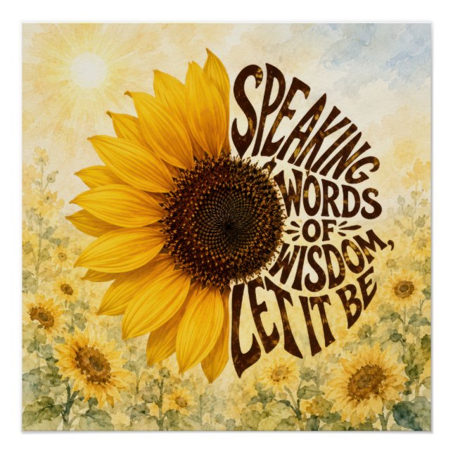 Póster Girasol amarillo con cita inspiradora (Anverso)
