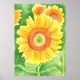 Póster Girasol amarillo en el campo