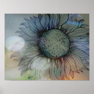 Póster Girasol azul