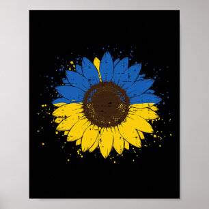 Póster Girasol azul amarillo ucraniano hombres flor de Uc