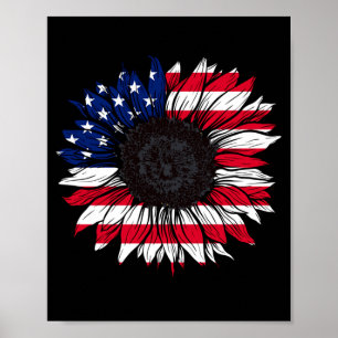 Póster girasol bandera americana 4 de julio independencia