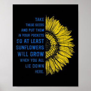 Póster Girasol Bandera de Ucrania Toma Estas Semillas