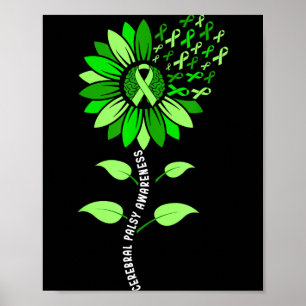Póster Girasol cinta verde parálisis cerebral cp concienc