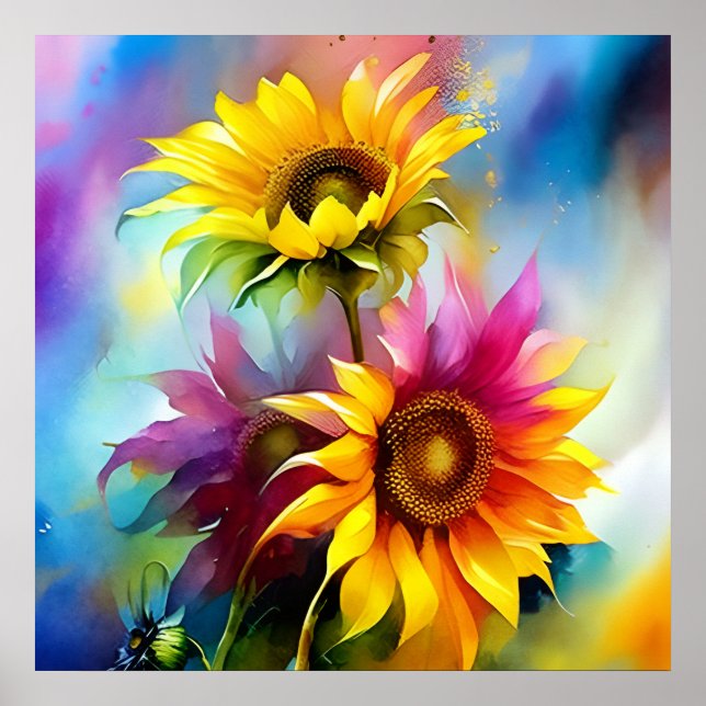 Póster Girasol Colorido (Frente)