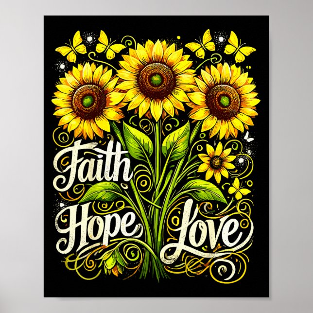 Póster Girasol Cristiano Fe Esperanza Amor  (Frente)