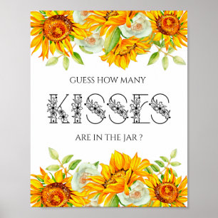 Póster Girasol cuántos besos juego de baby shower nupcial