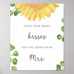 Póster Girasol cuantos besos juego de baby shower nupcial