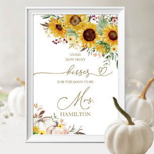 Póster Girasol de calabaza cuántos besos Rótulo