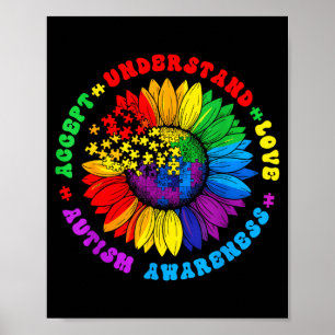 Póster Girasol de conciencia sobre el autismo pieza de ro