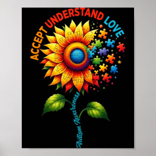 Póster Girasol de concienciación sobre el autismo hombres