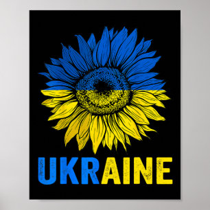 Póster Girasol de la paz bandera ucraniana amante de Ucra