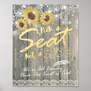 Póster Girasol De Madera Escoge Un Asiento No Un Rótulo B