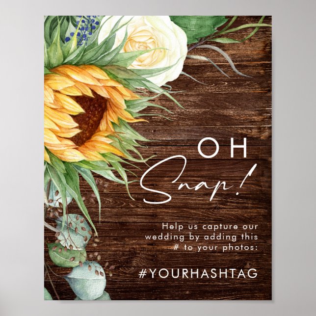 Póster Girasol de país en negrita | Etiqueta Wood Oh Snap (Frente)