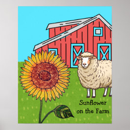 Póster Girasol en la granja