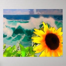 Póster Girasol en la playa