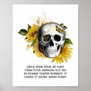 Póster Girasol esquelético gótico