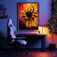 Girasol expresionista contemporáneo de florecimien