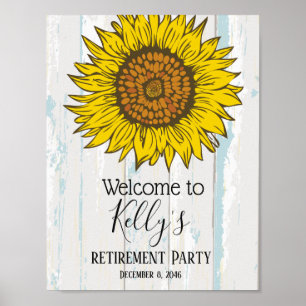 Póster girasol, flores, flores, signo de bienvenida