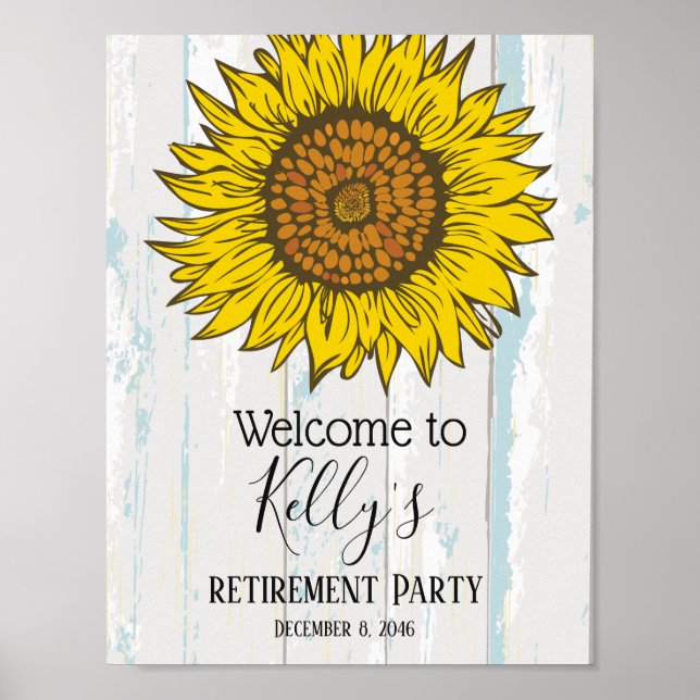 Póster girasol, flores, flores, signo de bienvenida (Frente)