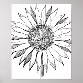 Póster Girasol ilustrado