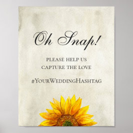 Póster Girasol. Letrero de instagram para boda rústica. H