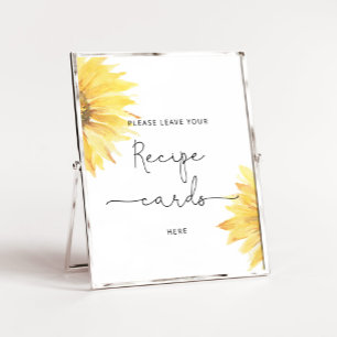 Póster Girasol minimalista deja tu tarjeta de receta aquí