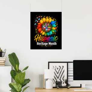 Póster Girasol Países Latinos Mes de la Herencia Hispana