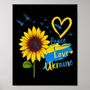 Póster Girasol Paz Amor Ucrania Ucrania Mapa de la bander