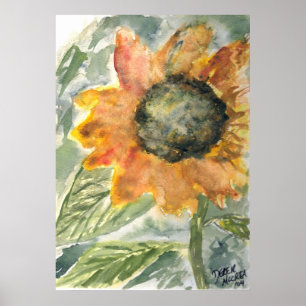 Póster girasol rústico