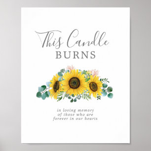Póster Girasol rústico esta vela quema el Rótulo conmemor