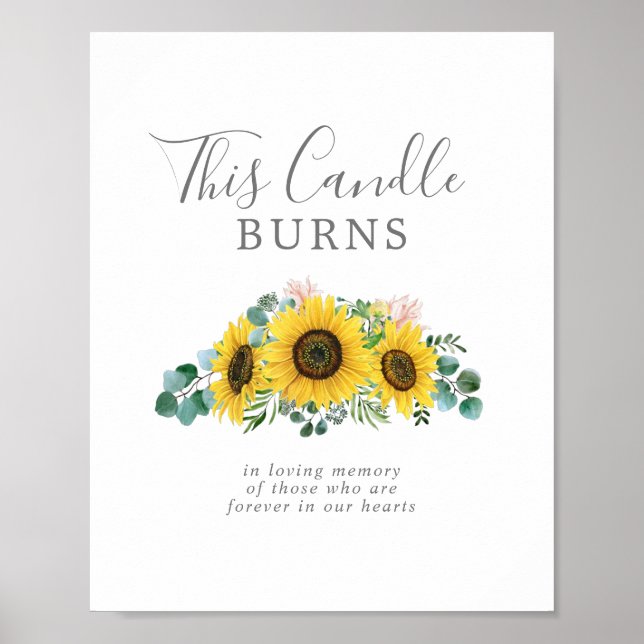 Póster Girasol rústico esta vela quema el Rótulo conmemor (Frente)