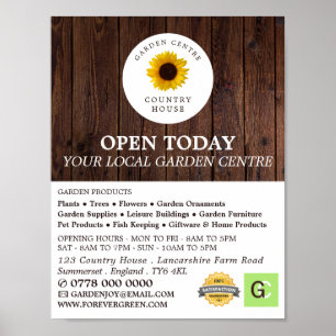 Póster Girasol rústico, Garden Center, Horticulturista