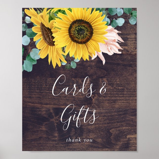Póster Girasol Rústico | Letrero de tarjetas y regalos de (Frente)