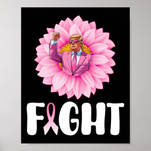 Póster Girasol Trump Lucha Concienciación Cáncer de Mama