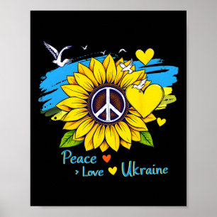 Póster Girasol Ucrania Bandera Mapa Paz Amor Ucrania Ucra
