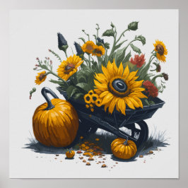 Póster Girasol y Calabaza