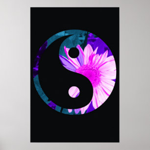 Póster Girasol Yin Yang del arco iris