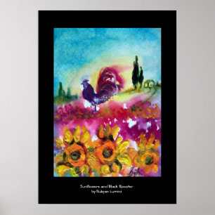 PÓSTER GIRASOLES, AMAPOLAS Y GALLO NEGRO