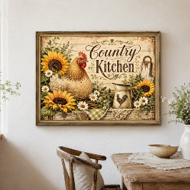 Póster Girasoles de pollo Granja Casa de Campo Cocina