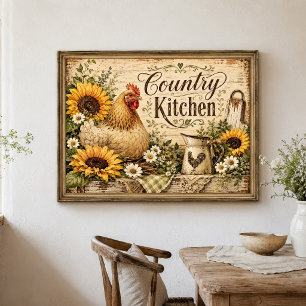 Póster Girasoles de pollo Granja Casa de Campo Cocina