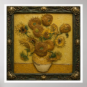 Póster Girasoles en un marco ornamentado Pared floral v