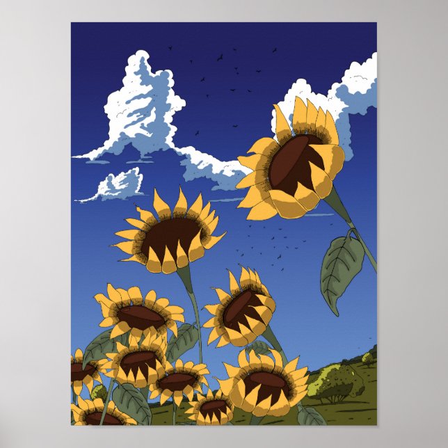 Póster Girasoles en verano (Frente)