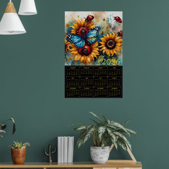 Póster Girasoles, Mariposa y Mariquitas  (Salón 1)