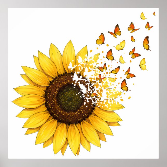 Póster Girasoles Mariposas (Frente)